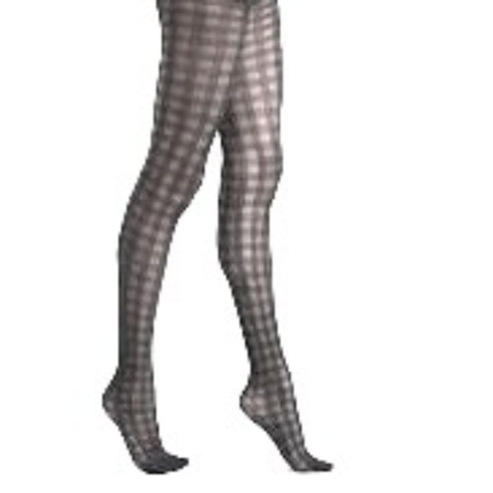 New with Tags Claire's Check Tights Grey & White Size S/M